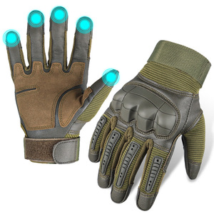 GREEN LEATHER OF BE-16 MILITARY TACTICAL COMBAT GLOVES