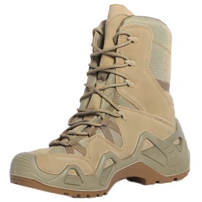 KHAKI OF BE-LOWA COMBAT MILITARY LIGHTWEIGHT BOOTS HIGH-CUT
